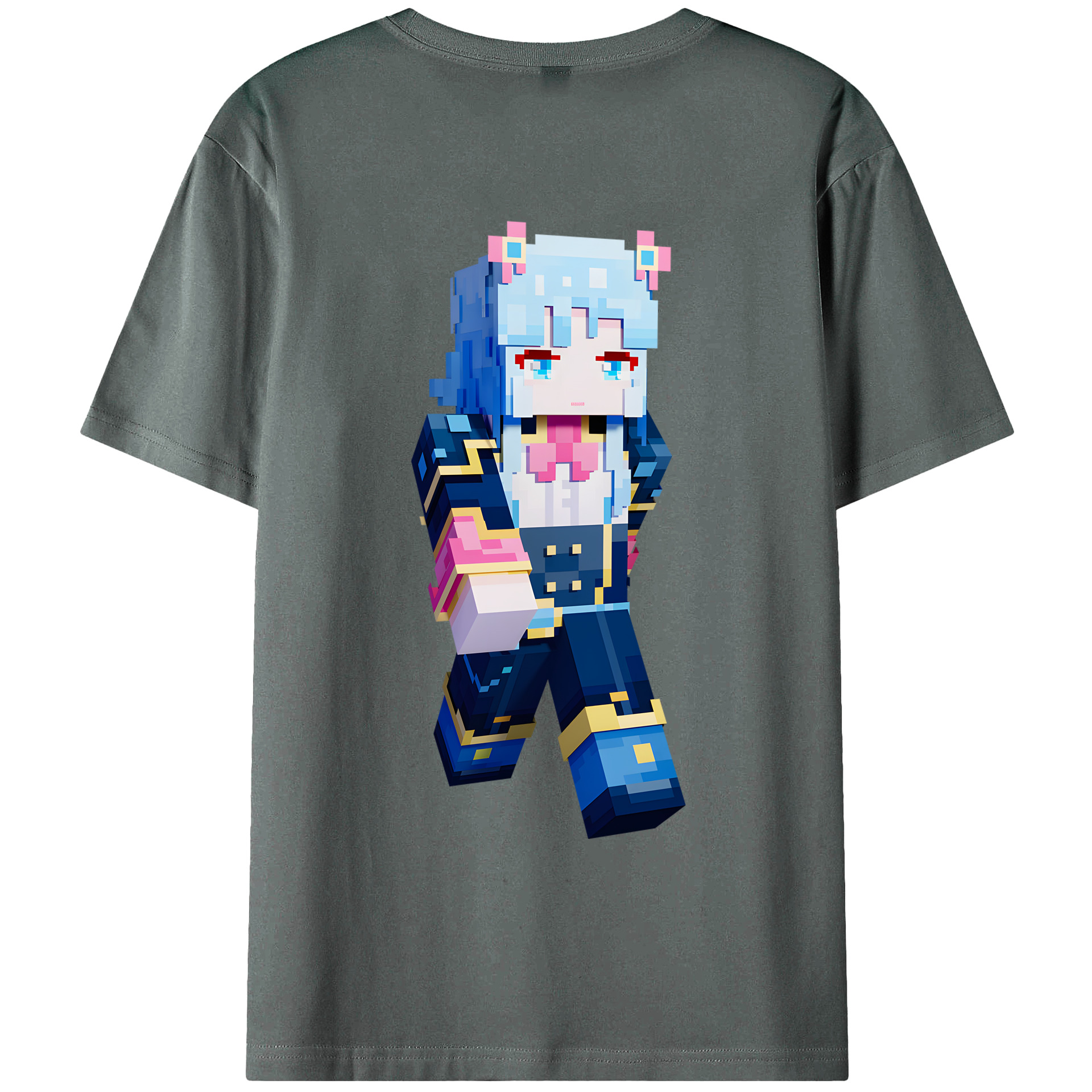 （画像用） マインクラフト ブロックの世界 Minecraft MC Block world 綿100％ メンズ半袖Tシャツ（バックプリント） 通気性